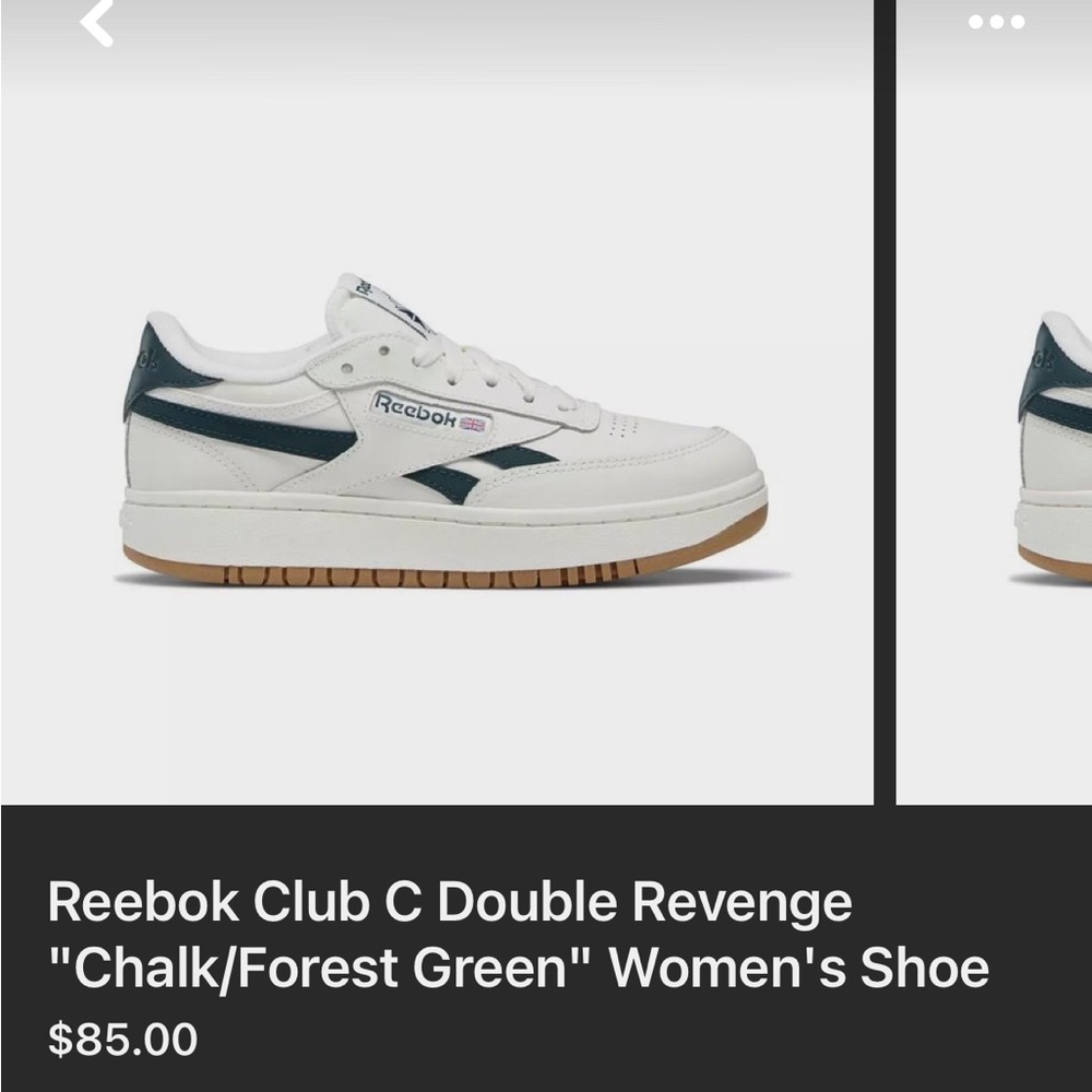 Women’s Reebok Club C Double Revenge in Chalk and Forest Green